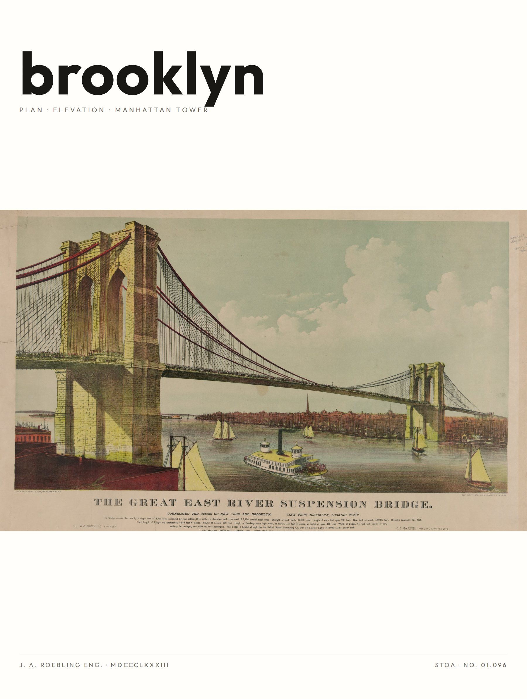 Brooklyn Bridge chromolithograph, editorial banner treatment