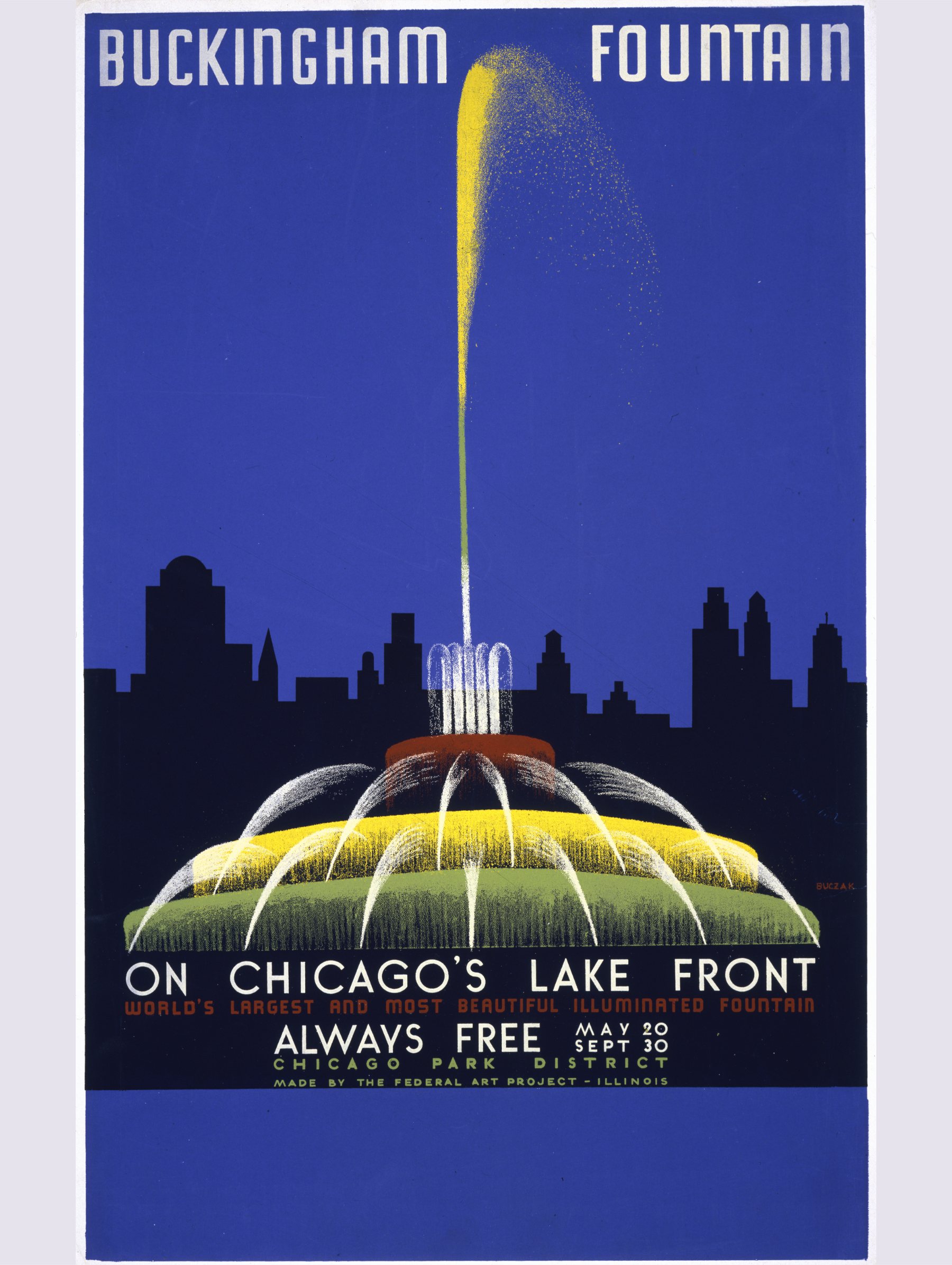 buckingham fountain, chicago · silkscreen print