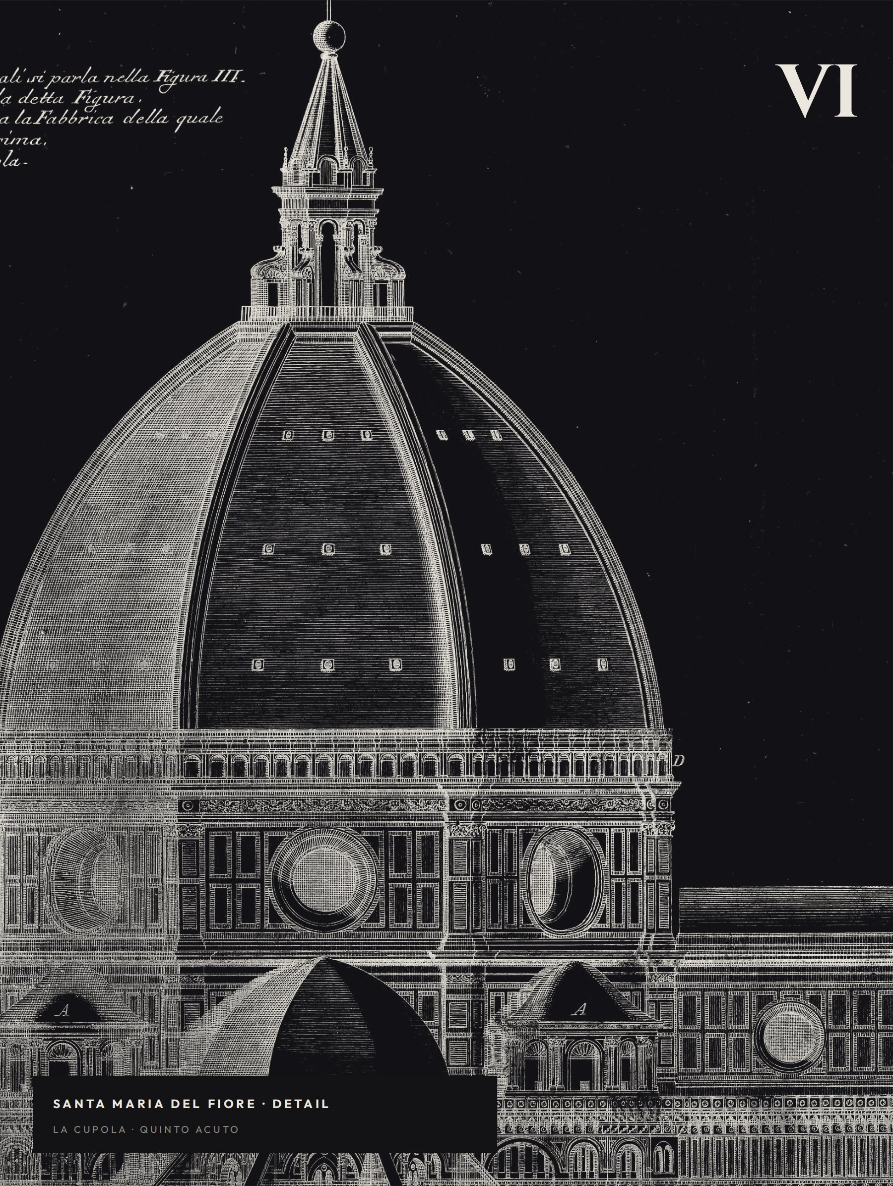 Florence Duomo — engraved detail of Brunelleschi's dome, print no. 01.004