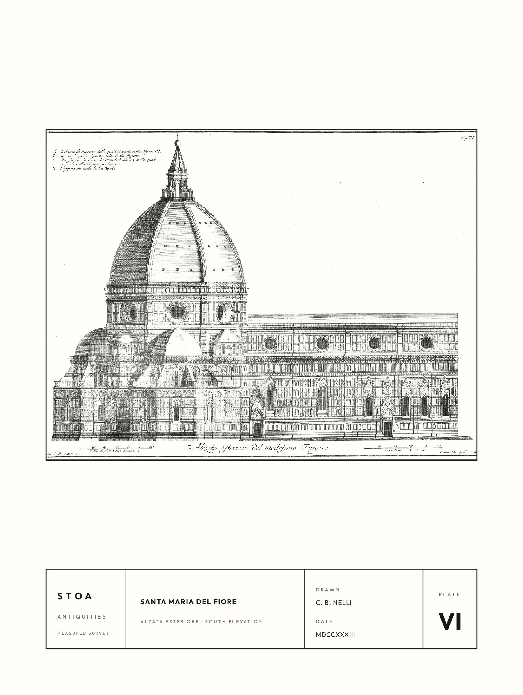 The Duomo of Florence, restored 1733 survey plate